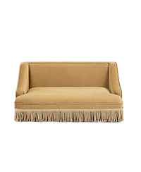 Aostirmotor Performance Velvet Princess Pet Bed Sofa with Fringe Skirt by Duchess,Gold Yellow