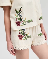 And Now This Women's Floral Embroidered Camp Shirt, Macy's Exclusive