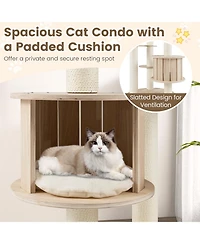 Cozito Cat Tree 52 in Wooden Multi-Level with Plush Cushions
