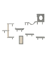 Cozito Wall Mounted Cat Shelves 6 Piece Hammock Perch Sisal