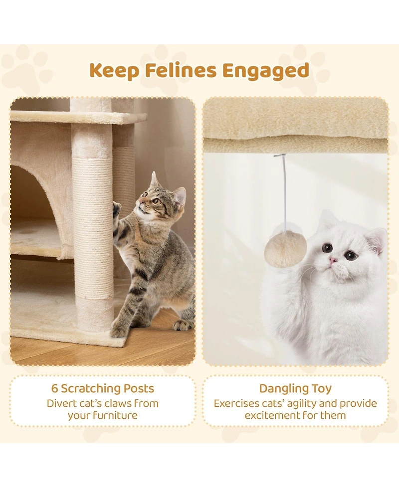 Cozito Cat Tree 58 inch with Swaying Aerial Condo and Perch Bed