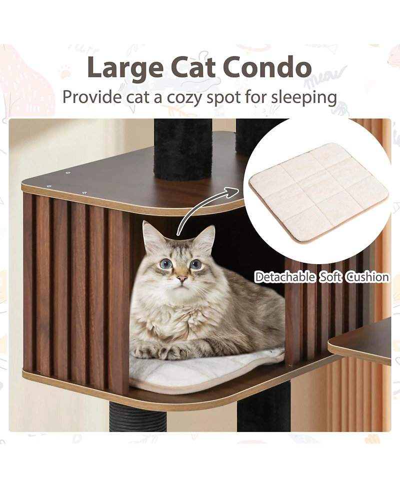 Cozito Cat Tree 59.5 inch Multi-Level with Cushion Top Perch