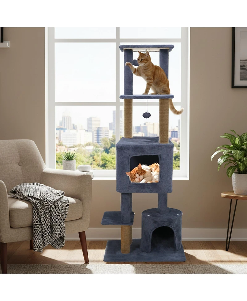 Cozito Cat Tree 64 in with 2 Condos and Jute Scratching Posts