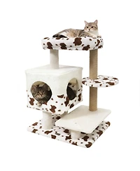 Cozito Cat Tree 30 inch Modern with Wide Perch and 2-Door Condo