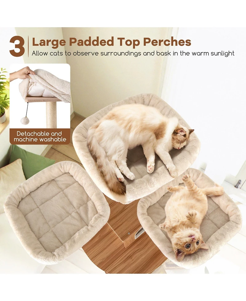 Cozito Cat Tree 68 inch with Padded Perches Condo and Sisal Posts