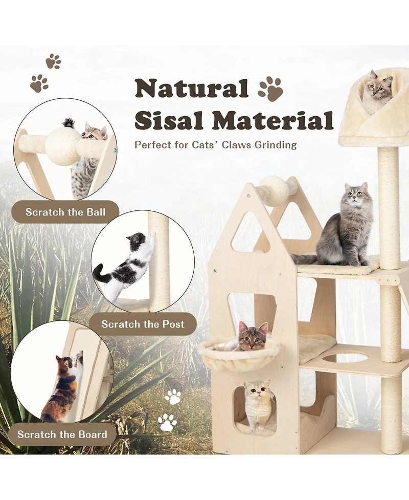 Cozito Cat Tree Multi-Level with Sisal Scratching Posts Plush