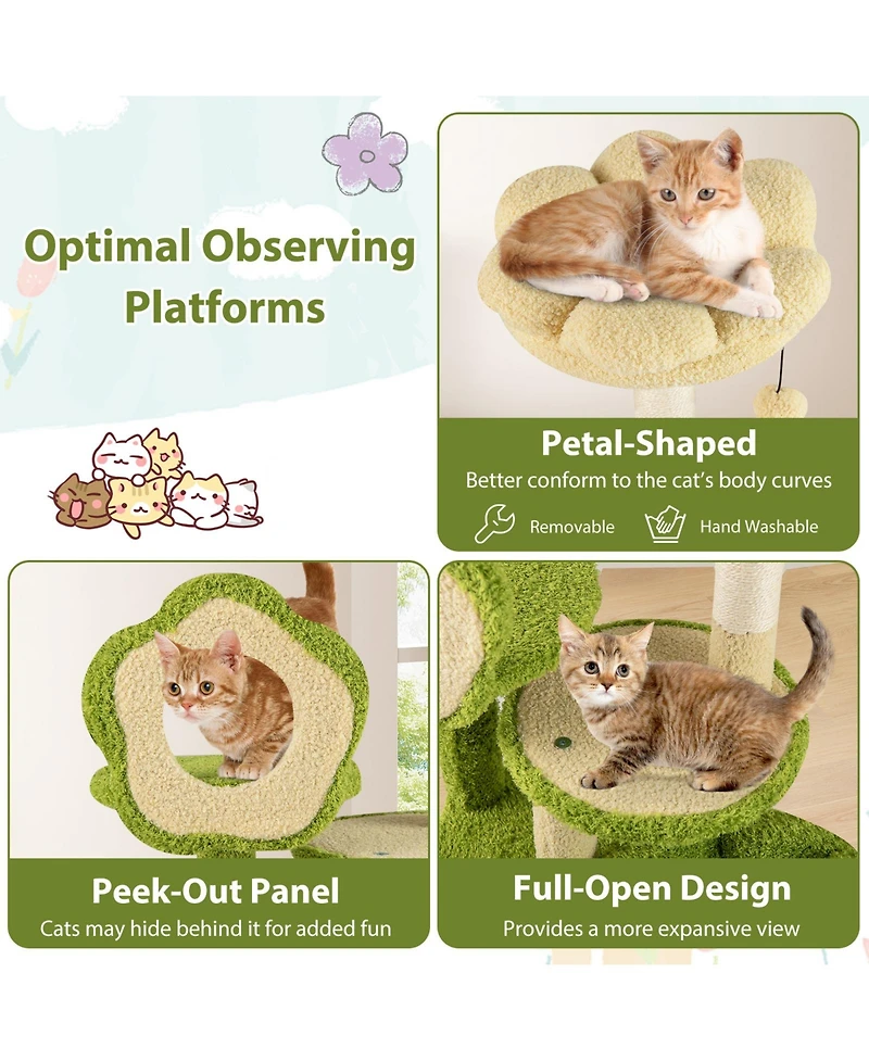 Cozito Cat Tree 40 in Cute Multi-Level with Trunk Condo