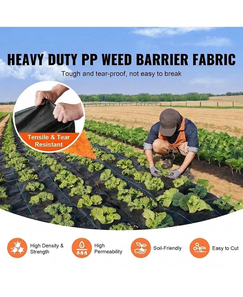 Sugift Weed Barrier Landscape Fabric, 4x50FT, Heavy Duty, Woven Pp for Garden