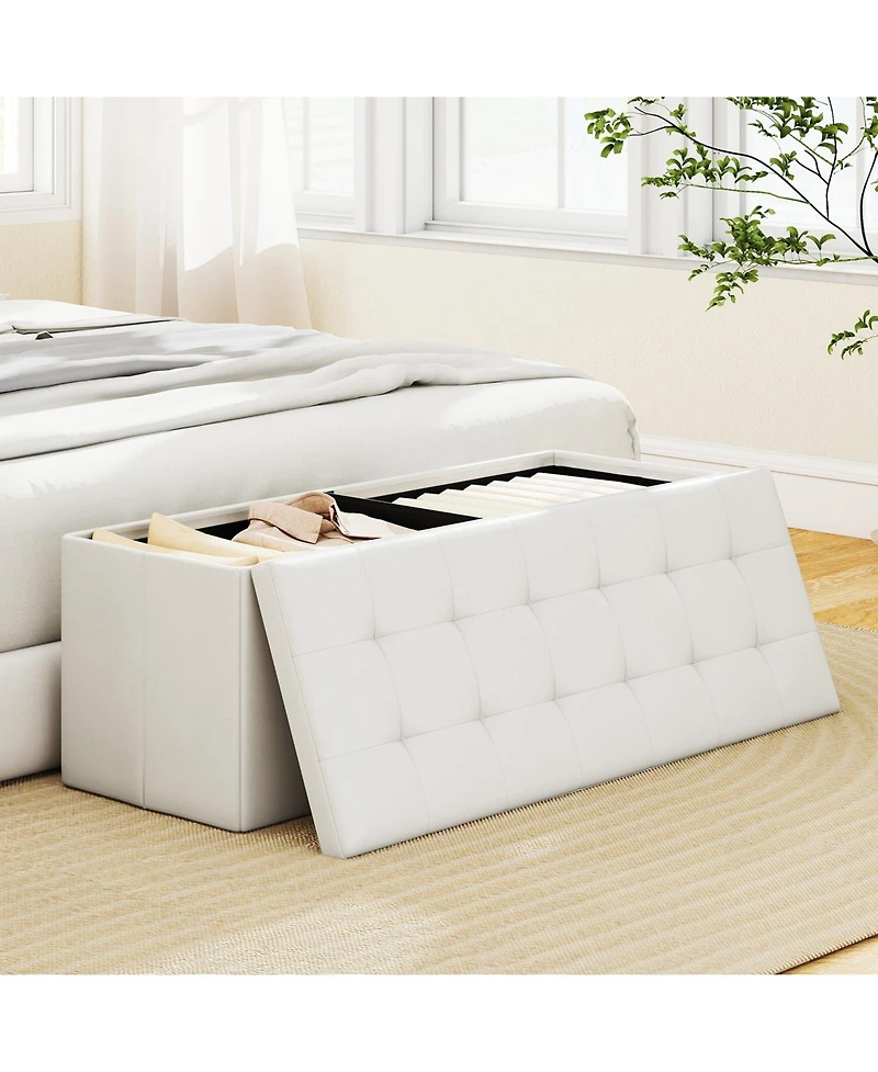 Gouun 43-Inch Folding Storage Ottoman Bench with Foot Rest