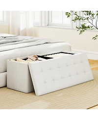 Gouun 43-Inch Folding Storage Ottoman Bench with Foot Rest