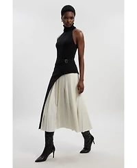 Karen Millen Women's Tailored Buckle Detail Midi Skirt