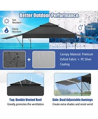 Gouun 10 x 17.6 ft Pop Up Canopy Tent with Dual Half Awnings and Wheeled Carry Bag