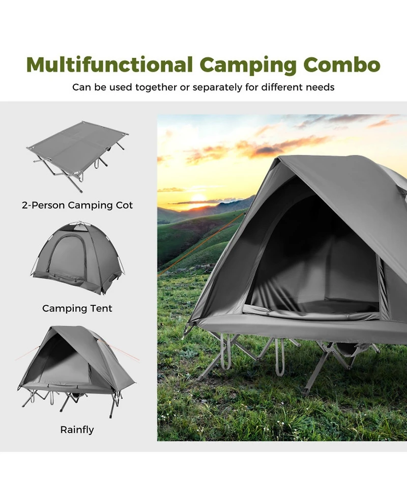 Gouun 2-Person Foldable Off-Ground Camping Cot Tent Combo, 660 lbs Capacity