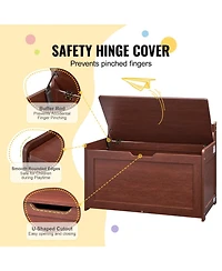 Sugift Wooden Toy Chest for Kids, with Safety Hinge, Cherry