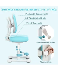 Sugift Kids Study Chair with Adjustable Double Backrest and Footrest