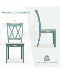 Sugift Set of 2 Cross Back Rubber Wood Dining Chairs