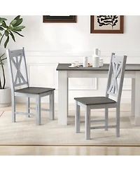 Sugift Farmhouse Chair Set of 2 with Rubber Wood Frame and Elegant Hollowed Backrest