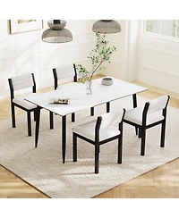 Sugift Set of 2 Dining Chairs Sherpa Upholstered Armless Chair with Wood Frame