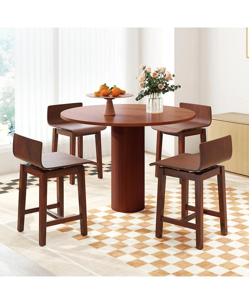 Sugift Swivel Dining Chair Set of 2 with Low Back and Curved Seat