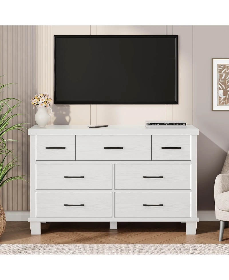 gaomon Bedroom 7 Drawer Dresser, Chest of Drawers with Metal Handles, Engineered Wood Storage Organizer.