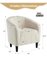 gaomon Accent Barrel Chair Corduroy Club Chair Elegant Armchair Cozy Backrest for Living Room Bedroom Reception Room Office