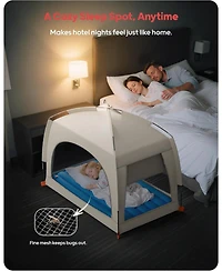 Qpau Inflatable Toddler Travel Bed with Tent - Lightweight Blow Up Kids Air Mattress with Hand Pump - Indoor and Outdoor Portable Sleeping Solution