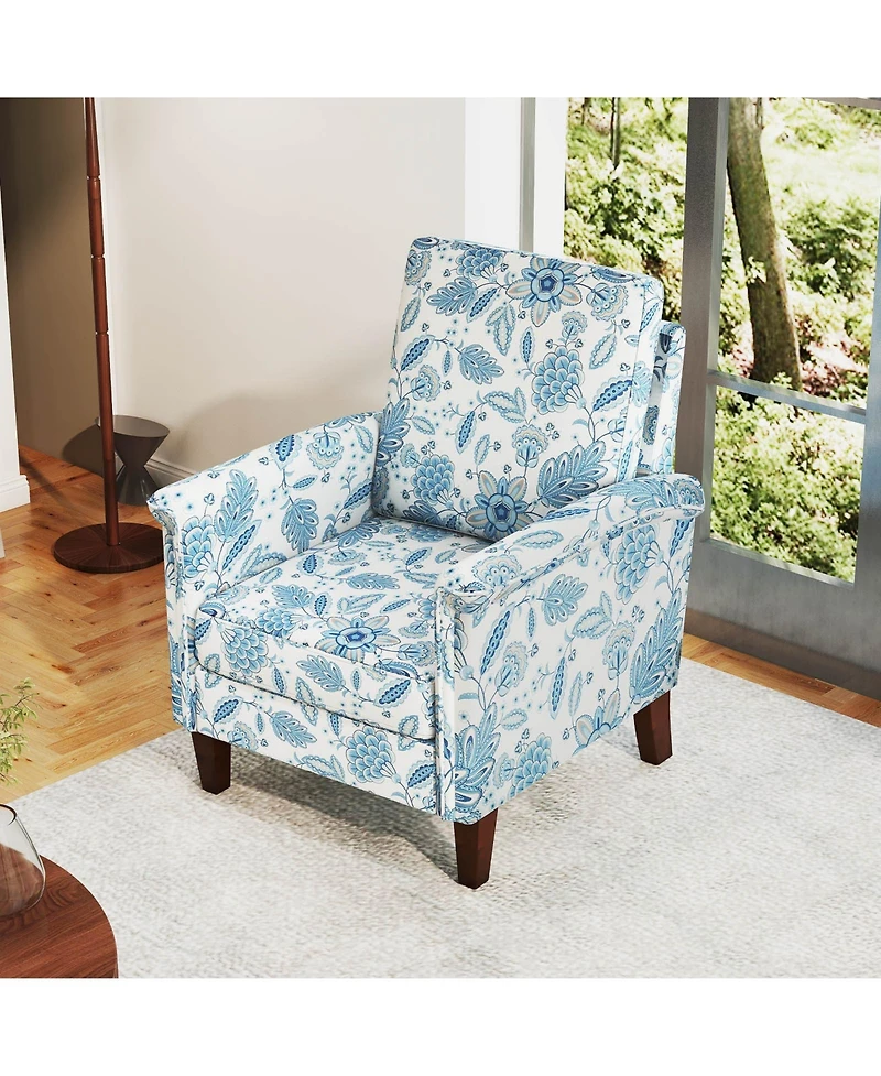 Gouun Floral Farmhouse Boho Accent Chair with Solid Wood Legs