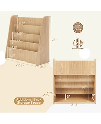 Sugift 4-Tier Kids Bookshelf with Deep Compartments for Bedroom