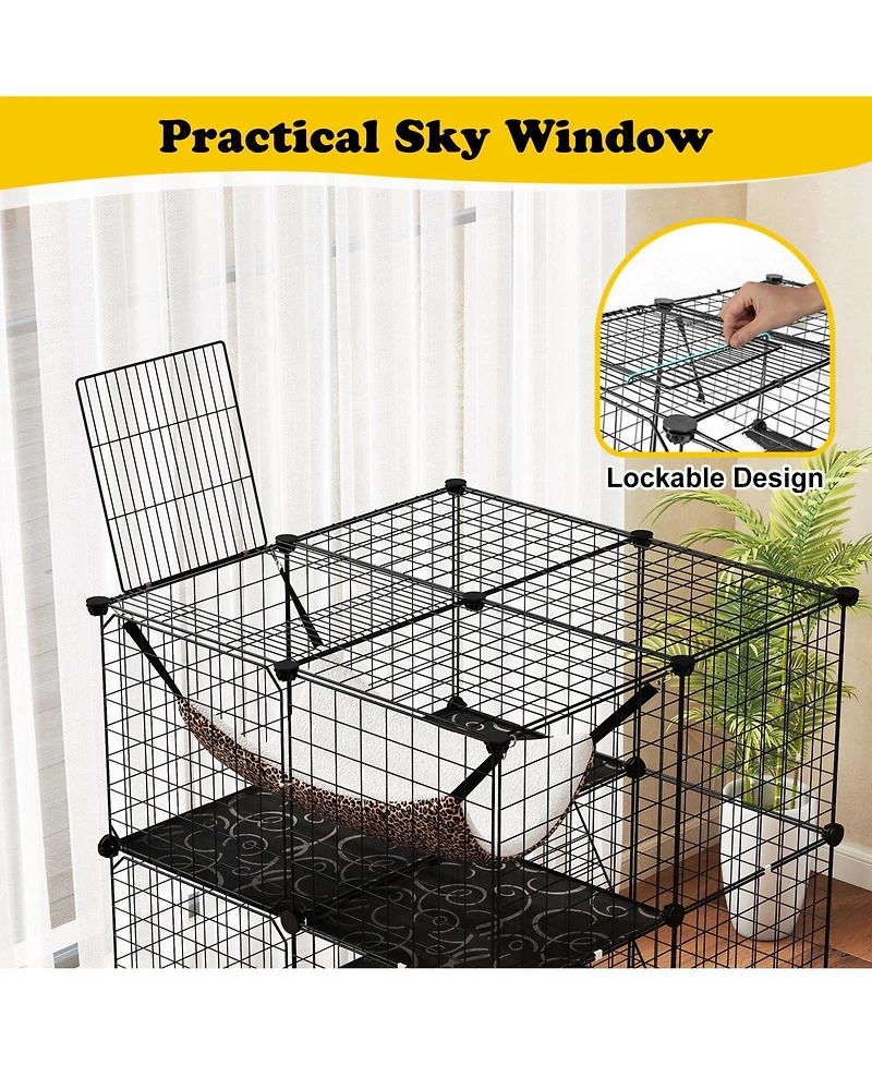 Cozito Cat Cage Indoor 3-Tier Detachable Metal Wire Kennel