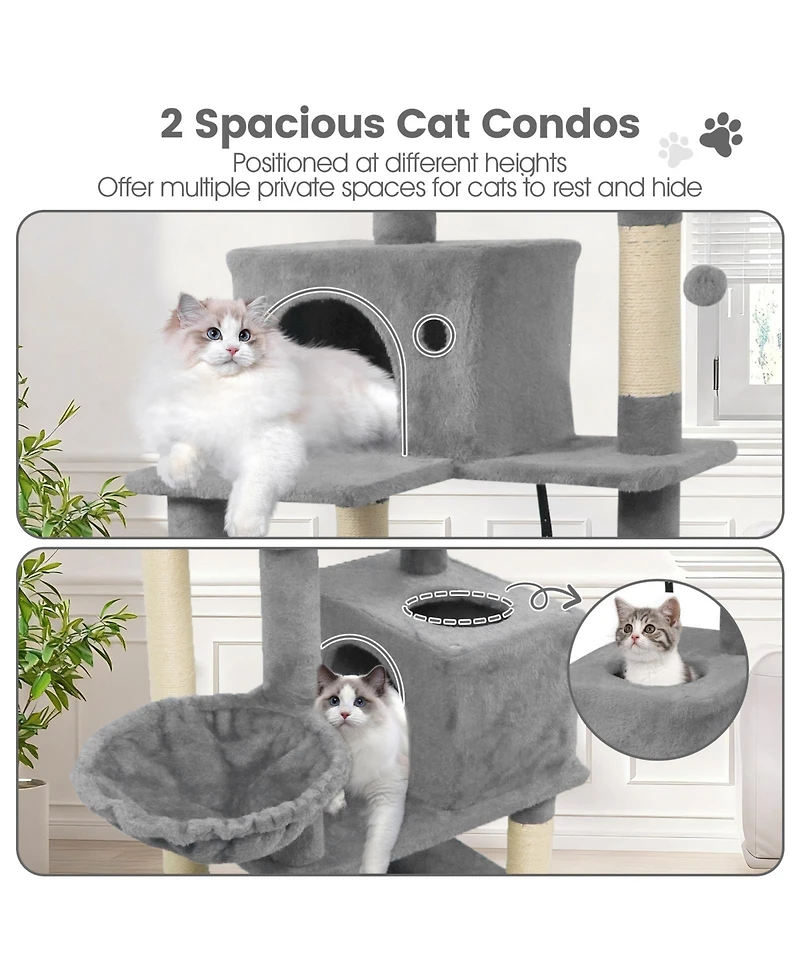 Cozito Cat Tree 66 in with 2 Condos and Sisal Scratching Posts