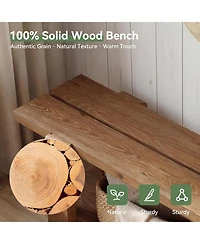 Tribesigns Solid Wood Entryway Bench with Shoe Storage Shelf, 63-Inch Long Farmhouse Entry Shoe Bench, End of Bed Bench