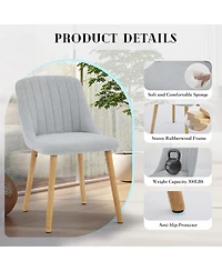 gaomon 4 Dining Chairs,Modern Fabric Upholstered Kitchen Side Chairs,Curved Backrest Dining Chairs with Oak Legs