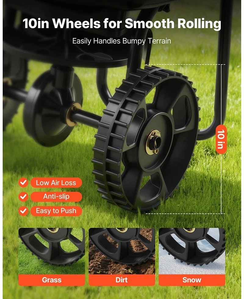 Sugift Walk-Behind Spreader, 9.8ft Spreading Width, Adjustable Flow for Small Lawn Use
