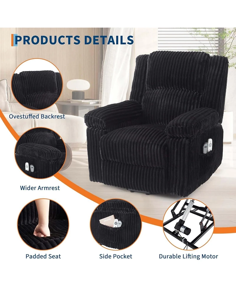 gaomon Power Lift Recliner Chair - Heat and Massage, Electric Plush with Soft Padded Seat, Back Support & Armrests, Designed