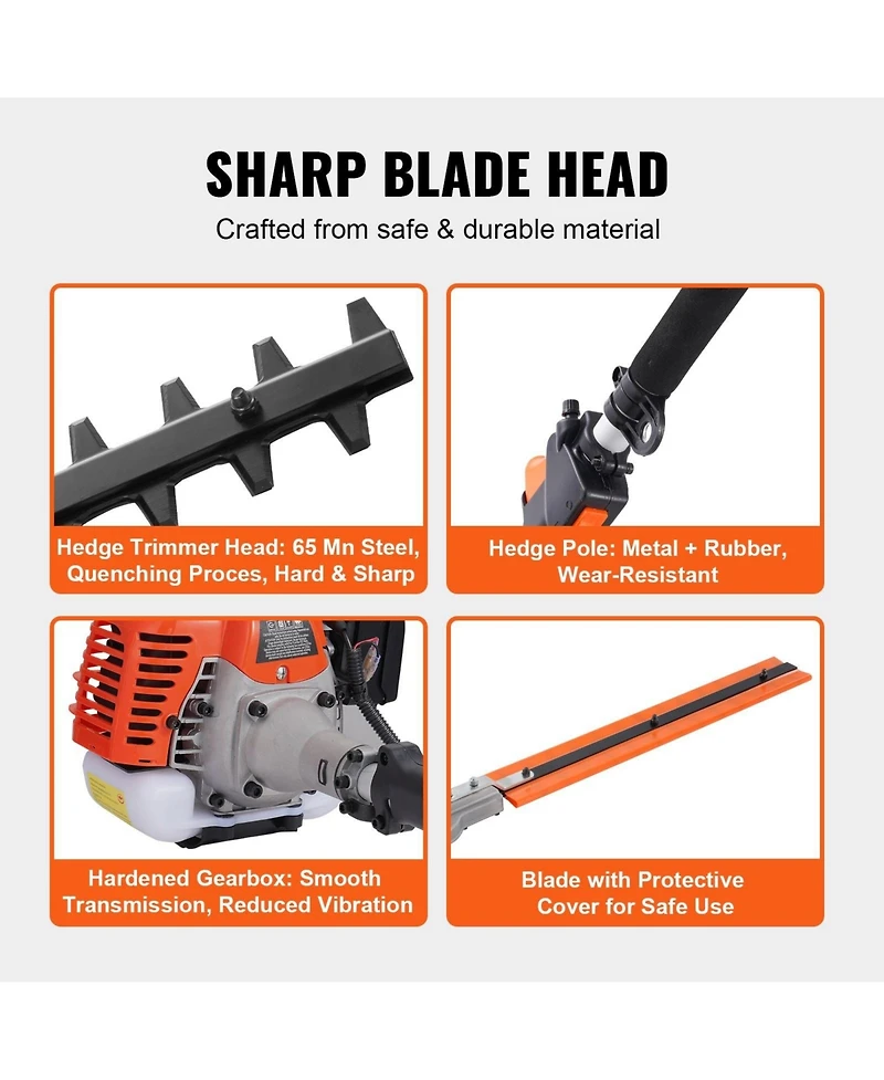 Sugift 33CC 6-in-1 Multi-Functional Trimming Tools, Gas Hedge Trimmer and More
