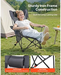 Mecale Reclining Camping Chair with Headrest and Foot Rest 220 lbs