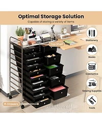 Sugift Rolling Storage Cart 15-Drawer Trolley with Chrome Plated Metal Frame