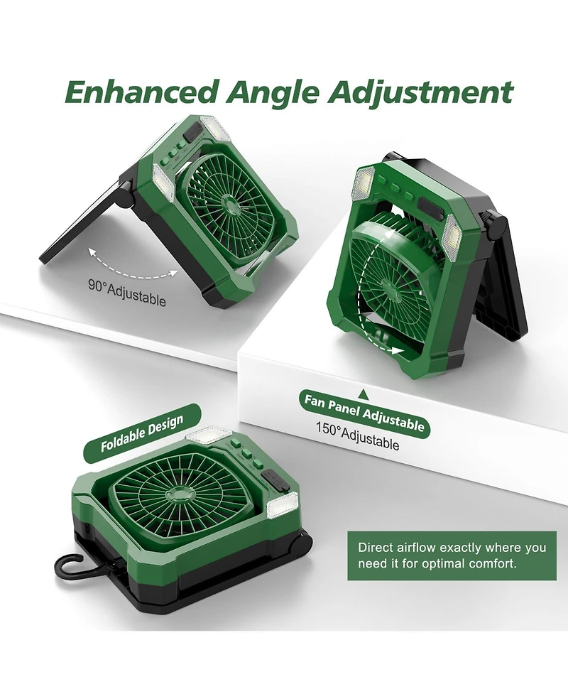Gnuadz Camping Fan Solar Rechargeable Portable Outdoor Light 10000mAh