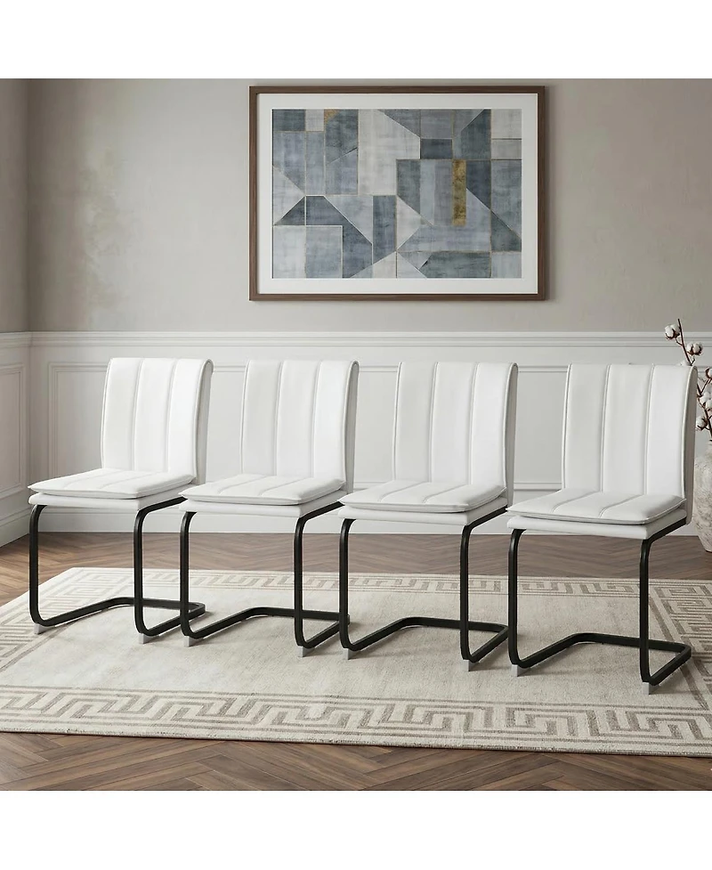 Streamdale Furniture Pu Leather Dining Chairs with Metal Legs -4 chairs.