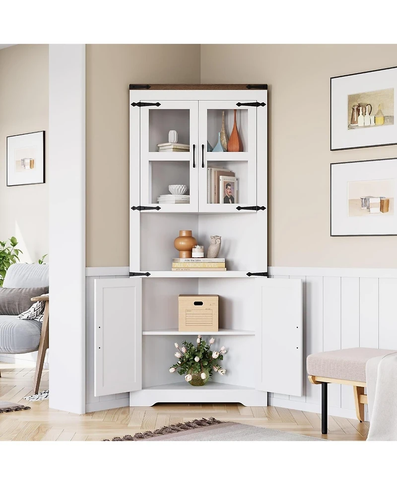 gaomon Farmhouse Corner Cabinet, Tall Corner Storage