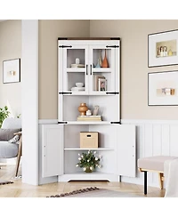 gaomon Farmhouse Corner Cabinet, Tall Corner Storage