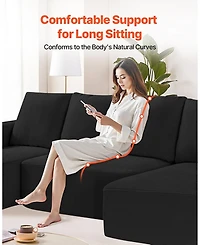 Gouun Corduroy U-Shaped Modular Sectional Sofa with Chaise, 1200 lbs Capacity, 100.7 x 49.6 in