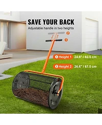 Sugift Compost Spreader, 24" Wide, Adjustable Handle for Lawn and Garden Use