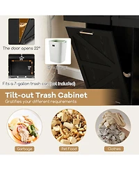 Sugift Rolling Kitchen Island with Trash Can Cabinet and Rubber Universal Wheels