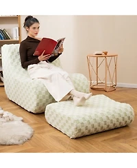 Sugift Bean Bag Chair with Ottoman and High Elasticity Sponge