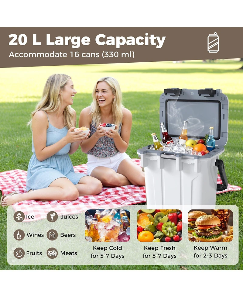 Sugift Ultra-Light Injection Molded Cooler 21 Qt Hard Ice Chest