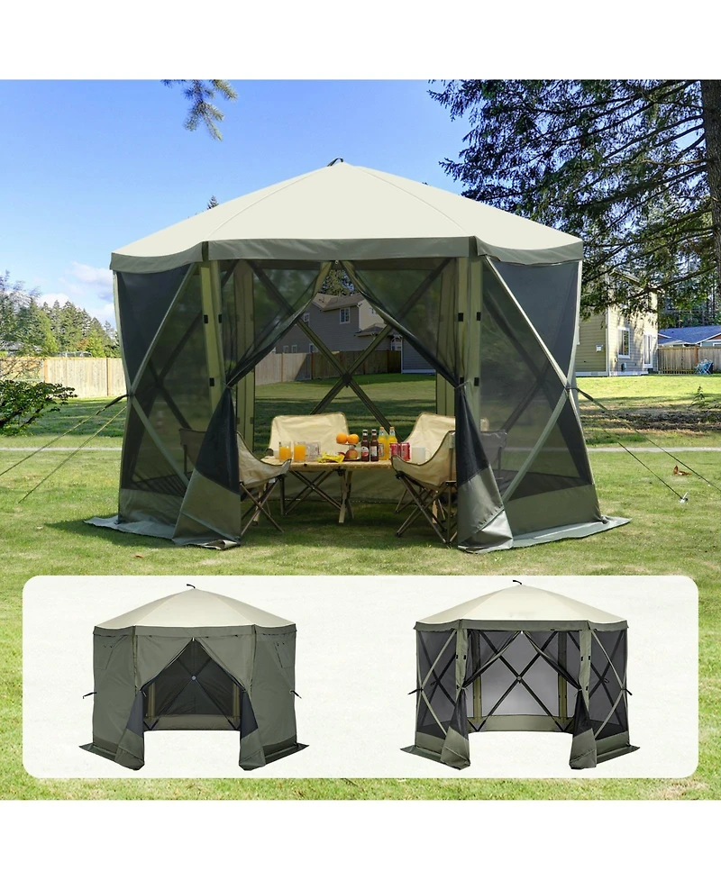 Mecale 10x10 Ft Pop Up Gazebo Tent 6-Sided with Mosquito Netting