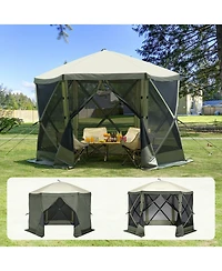 Mecale 10x10 Ft Pop Up Gazebo Tent 6-Sided with Mosquito Netting