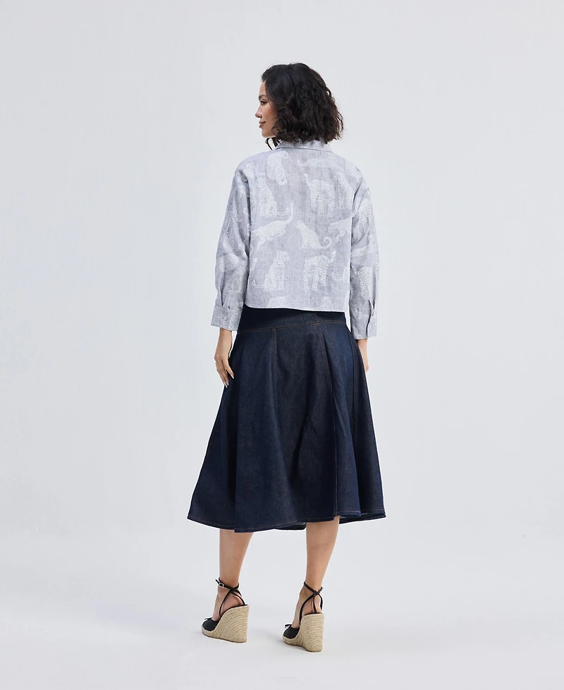 Reistor Women's Oversized Boxy-fit Shirt Animal Print