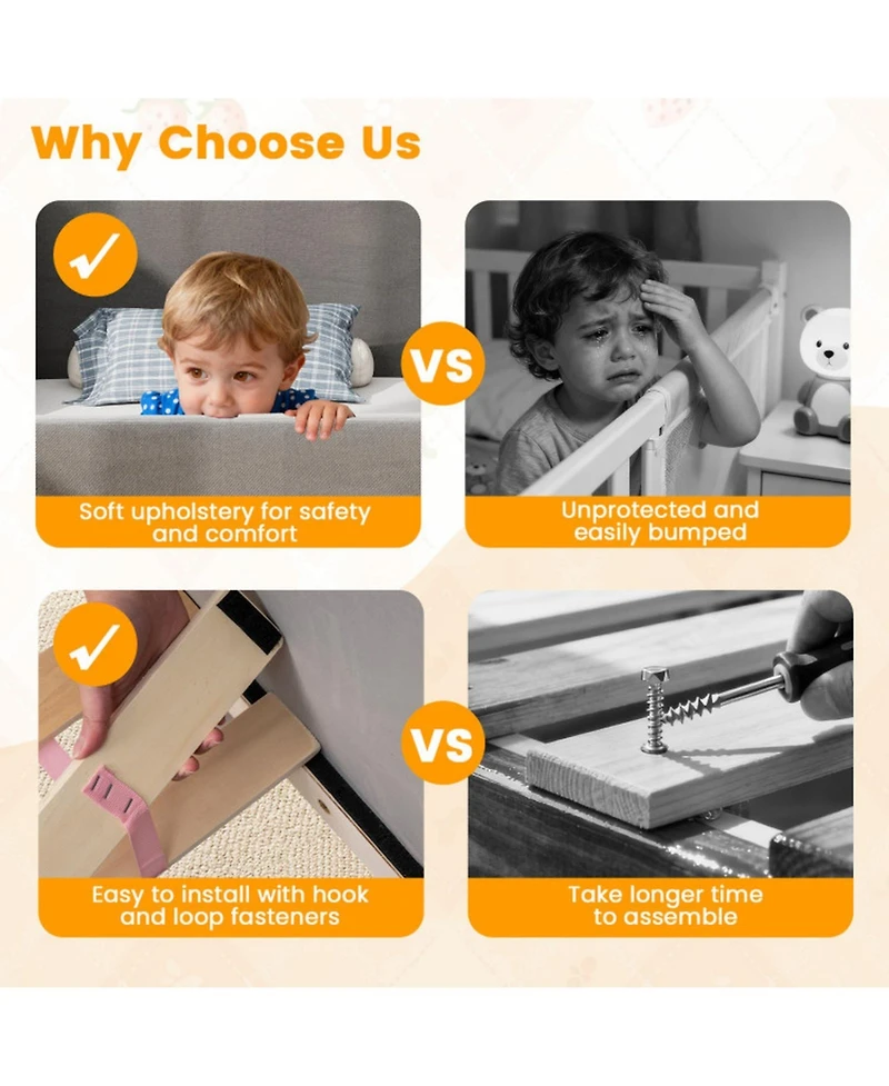 Gouun Upholstered Toddler Bed Frame with Safety Rails